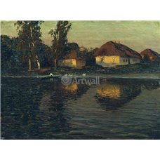 Картина на холсте по фото Модульные картины Печать портретов на холсте Дома у реки на закате