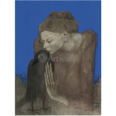 Картина на холсте по фото Модульные картины Печать портретов на холсте Женщиа с вороном