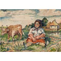 Портреты картины репродукции на заказ - Женщина и корова