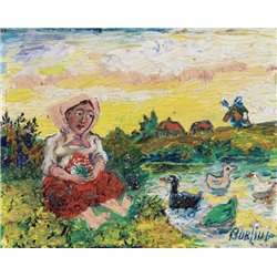 Женщина с утками - Модульная картины, Репродукции, Декоративные панно, Декор стен
