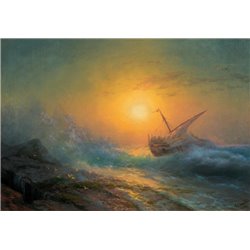 Закат на штормовом море - Модульная картины, Репродукции, Декоративные панно, Декор стен
