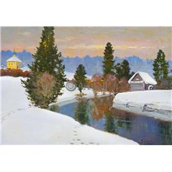 Зимний пейзаж - Модульная картины, Репродукции, Декоративные панно, Декор стен
