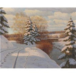 Зимний пейзаж - Модульная картины, Репродукции, Декоративные панно, Декор стен