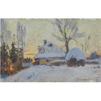 Зимний закат в деревне