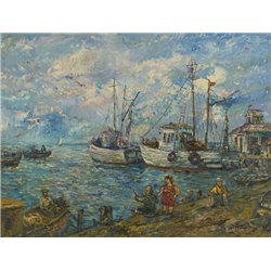 Корабли в порту - Модульная картины, Репродукции, Декоративные панно, Декор стен