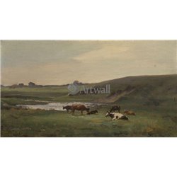 Коровы на пастбище - Модульная картины, Репродукции, Декоративные панно, Декор стен