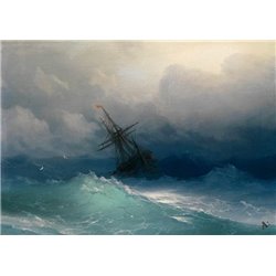 Корабль в штормовом море - Модульная картины, Репродукции, Декоративные панно, Декор стен