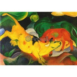 Красная, желтая и зеленая коровы - Модульная картины, Репродукции, Декоративные панно, Декор стен