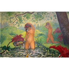 Картина на холсте по фото Модульные картины Печать портретов на холсте Купание среди лотосов, фрагмент