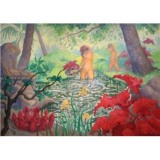 Картина на холсте по фото Модульные картины Печать портретов на холсте Купание среди лотосов