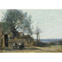 Крестьяне за столом около кабачка