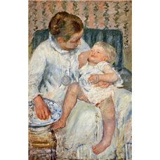 Картина на холсте по фото Модульные картины Печать портретов на холсте Мать, умывающая сонного ребенка
