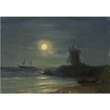 Картина на холсте по фото Модульные картины Печать портретов на холсте Мельница в лунном свете