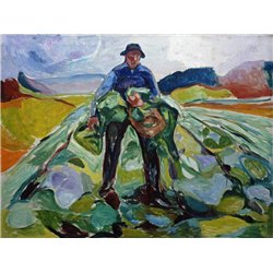 Мужчина на капустном поле - Модульная картины, Репродукции, Декоративные панно, Декор стен