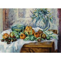 Натюрморт с арбузом и фруктами