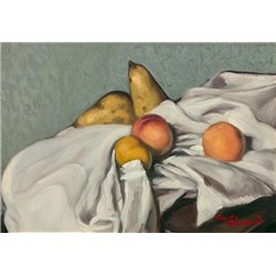 Натюрморт с персиками и грушами - Модульная картины, Репродукции, Декоративные панно, Декор стен