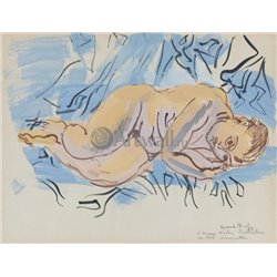 Обнаженная на голубом - Модульная картины, Репродукции, Декоративные панно, Декор стен
