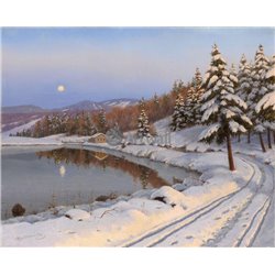 Озеро под луной - Модульная картины, Репродукции, Декоративные панно, Декор стен