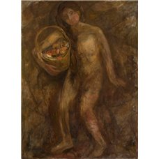 Картина на холсте по фото Модульные картины Печать портретов на холсте Обнаженная с корзиной яблок