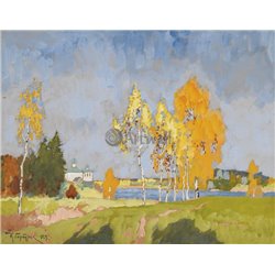 Осенний пейзаж с березами - Модульная картины, Репродукции, Декоративные панно, Декор стен