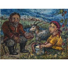 Картина на холсте по фото Модульные картины Печать портретов на холсте Пара с козой