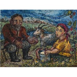 Пара с козой - Модульная картины, Репродукции, Декоративные панно, Декор стен