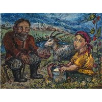 Портреты картины репродукции на заказ - Пара с козой