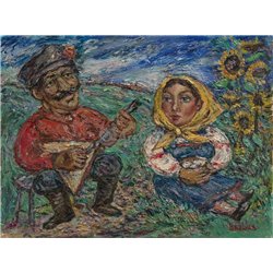 Пара с балалайкой - Модульная картины, Репродукции, Декоративные панно, Декор стен