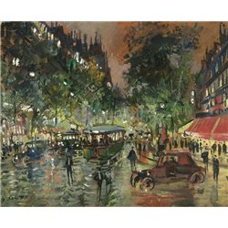 Парижский бульвар ночью - Модульная картины, Репродукции, Декоративные панно, Декор стен