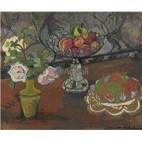 Портреты картины репродукции на заказ - Натюрморт с розами и фруктами