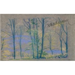 Пейзаж с деревьями - Модульная картины, Репродукции, Декоративные панно, Декор стен