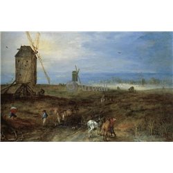 Пейзаж с мельницей - Модульная картины, Репродукции, Декоративные панно, Декор стен
