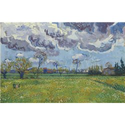 Пейзаж с несущимися облаками - Модульная картины, Репродукции, Декоративные панно, Декор стен