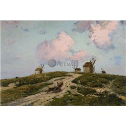 Пейзаж с мельницами - Модульная картины, Репродукции, Декоративные панно, Декор стен