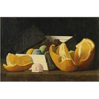 Портреты картины репродукции на заказ - Пето Джон «Натюрморт с апельсином и конфетами»
