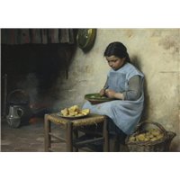 Портреты картины репродукции на заказ - Пирс Чарльз «Чистка картошки»