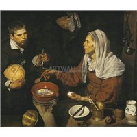 Портреты картины репродукции на заказ - Пожилая женщина, жарящая яйца