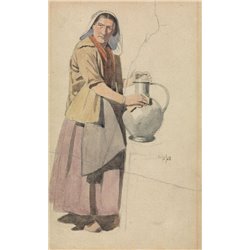Портрет женщины с кувшином - Модульная картины, Репродукции, Декоративные панно, Декор стен