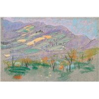 Пейзаж с фиолетовыми горами