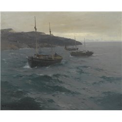 Пейзаж с тремя лодками - Модульная картины, Репродукции, Декоративные панно, Декор стен