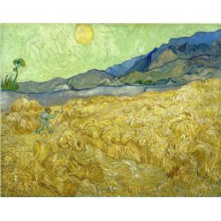 Пшеничное поле со жнецом на восходе - Модульная картины, Репродукции, Декоративные панно, Декор стен