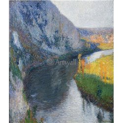 Река Лот и скалы Сан-Сюр-Лапопьи - Модульная картины, Репродукции, Декоративные панно, Декор стен