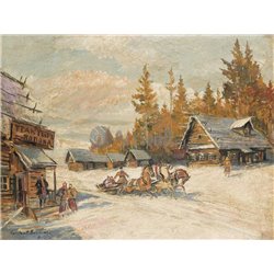Русская деревня под снегом - Модульная картины, Репродукции, Декоративные панно, Декор стен