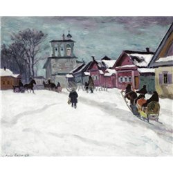 Русская деревня зимой - Модульная картины, Репродукции, Декоративные панно, Декор стен