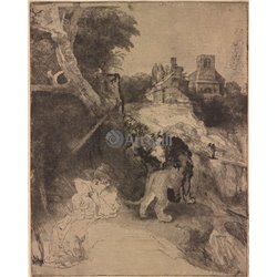 Св. Иероним читает в итальянском пейзаже - Модульная картины, Репродукции, Декоративные панно, Декор стен