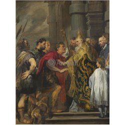 Св. Амвросий, изгоняющий Феодосия из Миланского Собора - Модульная картины, Репродукции, Декоративные панно, Декор стен