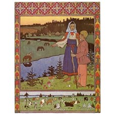 Картина на холсте по фото Модульные картины Печать портретов на холсте Сестрица Аленушка и братец Иванушка Иллюстрация к сказке Сестрица Аленушка и братец Иванушка
