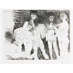 Старик, мальчик на цирковой лошади и женщины - Модульная картины, Репродукции, Декоративные панно, Декор стен