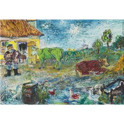Сцена на гумне - Модульная картины, Репродукции, Декоративные панно, Декор стен