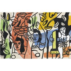 Три женщины с попугаем - Модульная картины, Репродукции, Декоративные панно, Декор стен